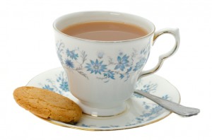 Cup of tea with a biscuit